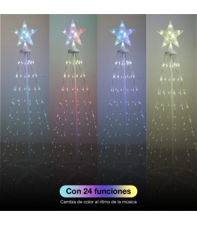 Árbol LED KIONDO Inteligente Bluetooth y Mando 1.5m 24 Funciones IP44 RGB