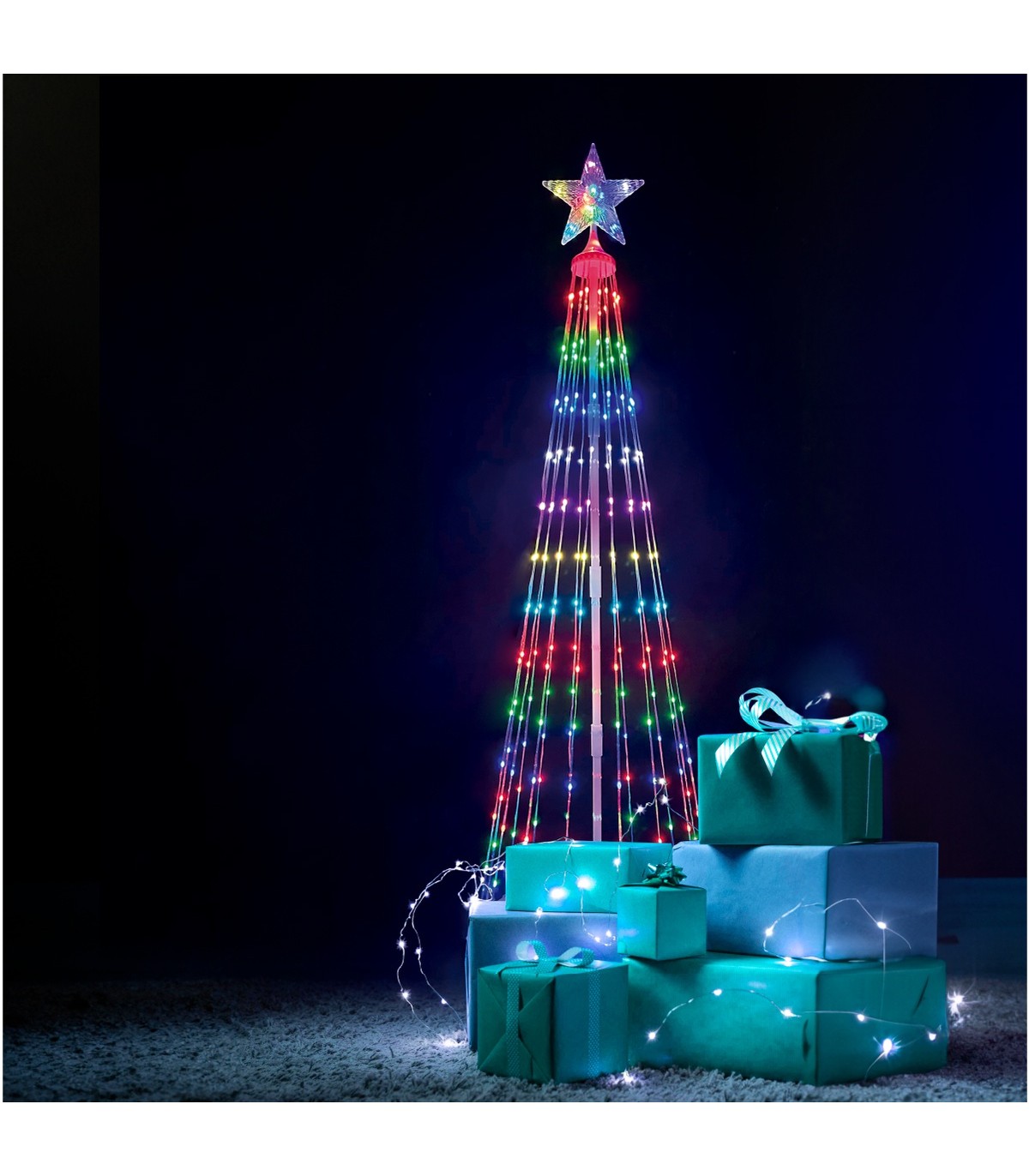 Árbol LED KIONDO Inteligente Bluetooth y Mando 1.5m 24 Funciones IP44 RGB