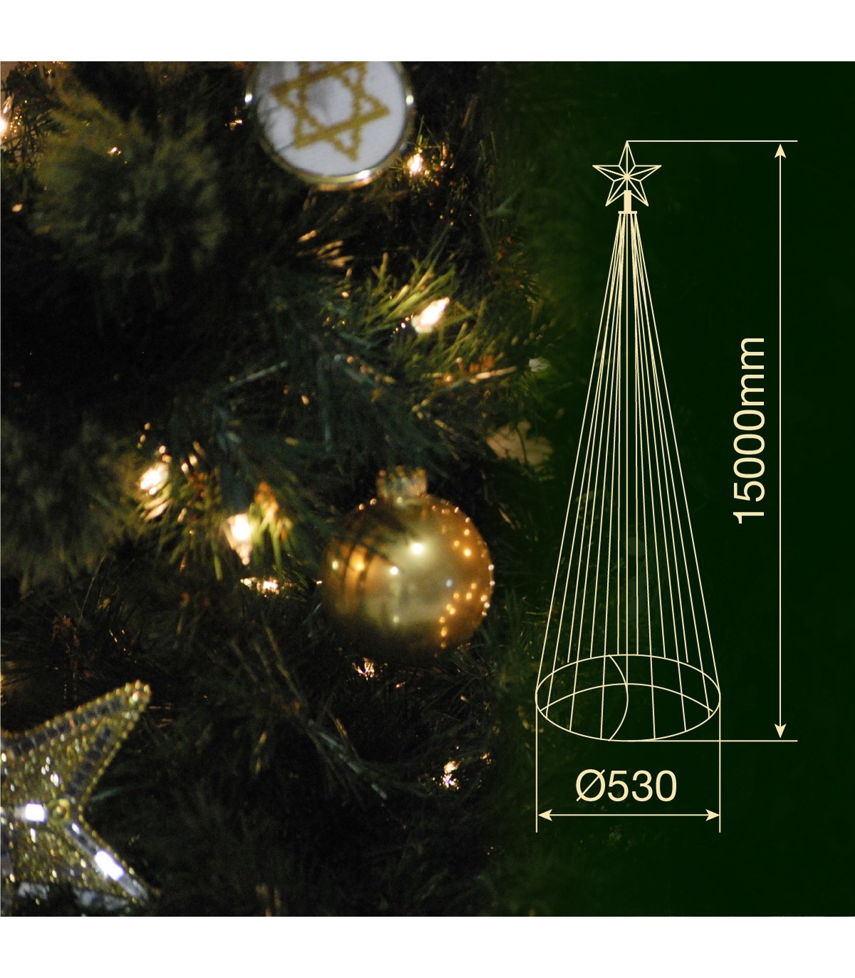 Árbol LED KIONDO Inteligente Bluetooth y Mando 1.5m 24 Funciones IP44 RGB