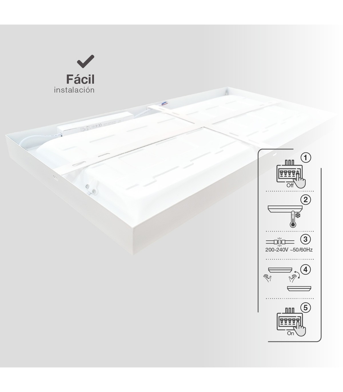 Plafón Superficie 24W 60x30cm Blanco