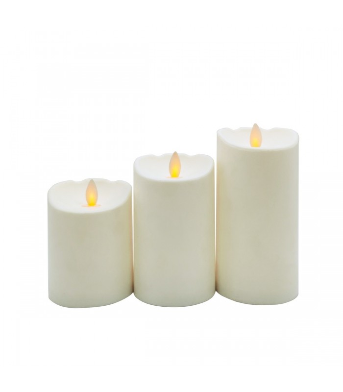 Pack 3 Velas Cera Real Led Llama oscilante 2xLR6 (AA)
