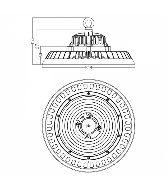 Campana UFO SERIE A Osram/Lifud 0-10V  150W 27000Lm 90º IP65