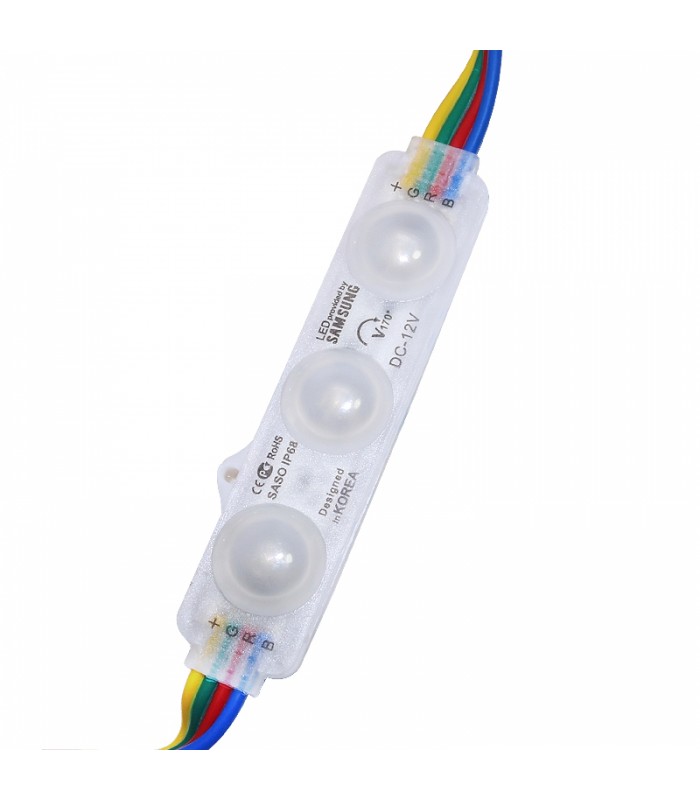Cadena 20 Módulos 3 Led 1W 170º 12VDC IP68 RGB