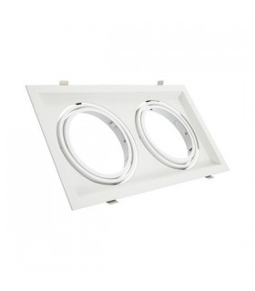 Marco empotrable orientable doble para AR111. Blanco/Negro