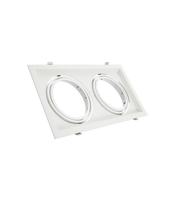 Marco empotrable orientable doble para AR111. Blanco/Negro