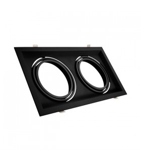 Marco empotrable orientable doble para AR111. Blanco/Negro
