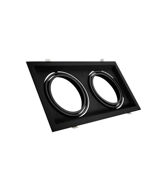 Marco empotrable orientable doble para AR111. Blanco/Negro