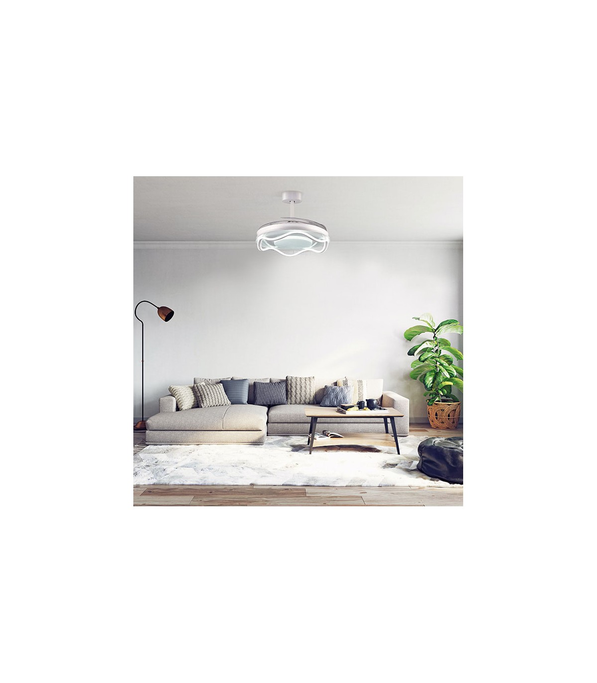 Ventilador Antea DC 80W 6400Lm 4 Aspas Blanco CCT