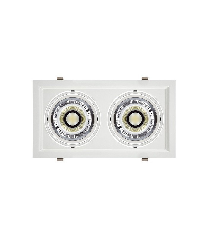 Marco empotrable orientable doble para AR111. Blanco/Negro