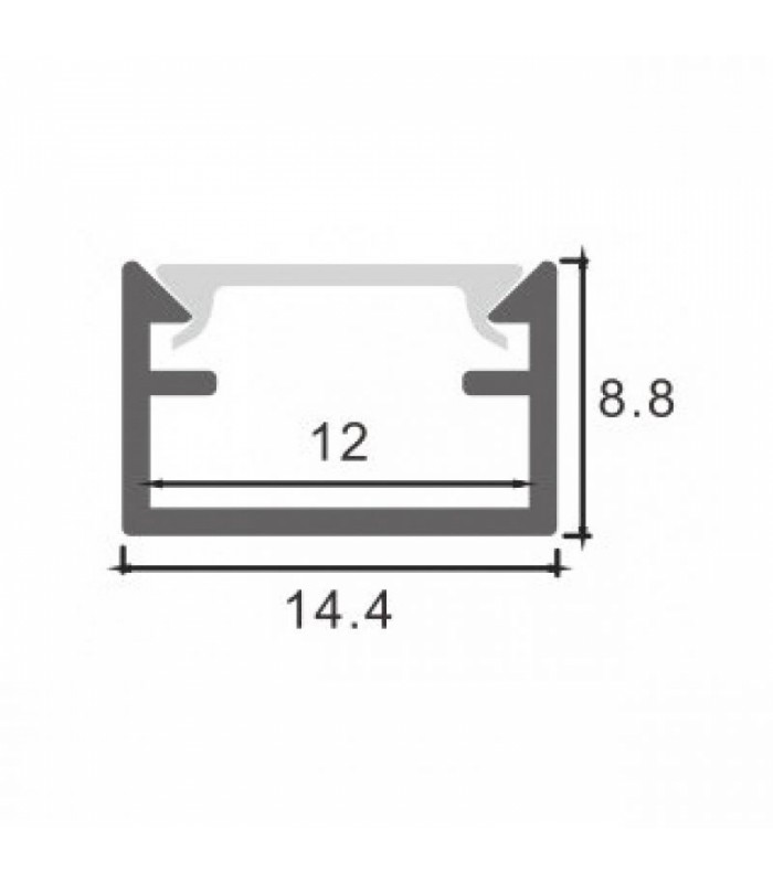 Perfil Aluminio STRUSH Superficie -2 Metros-