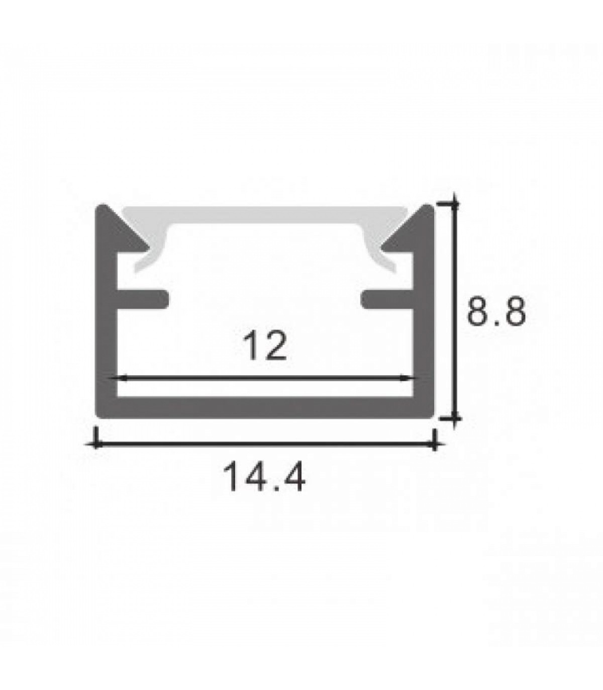 Perfil Aluminio STRUSH Superficie -2 Metros-