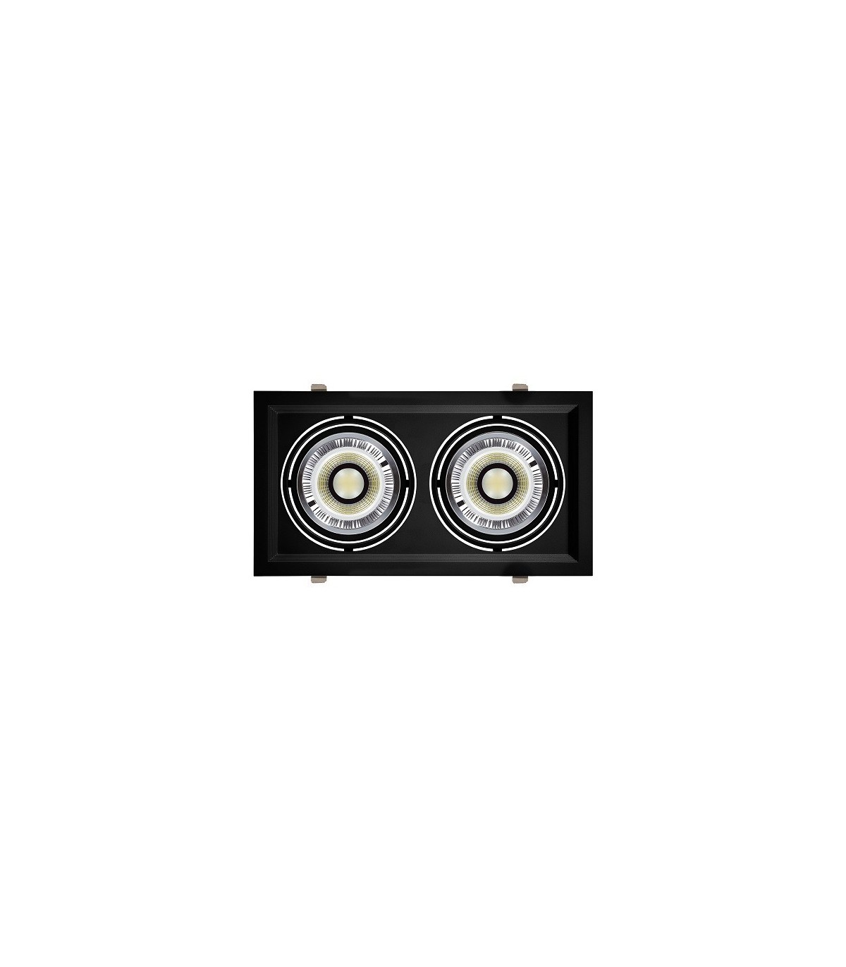 Marco empotrable orientable doble para AR111. Blanco/Negro