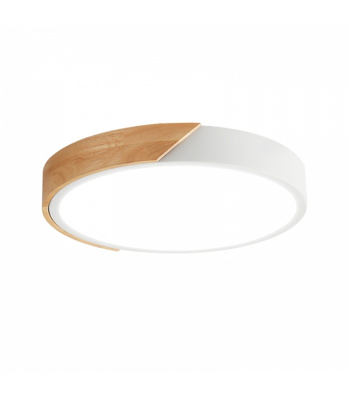 Plafón Wood Round Blanco/Madera 24W 2400Lm CCT