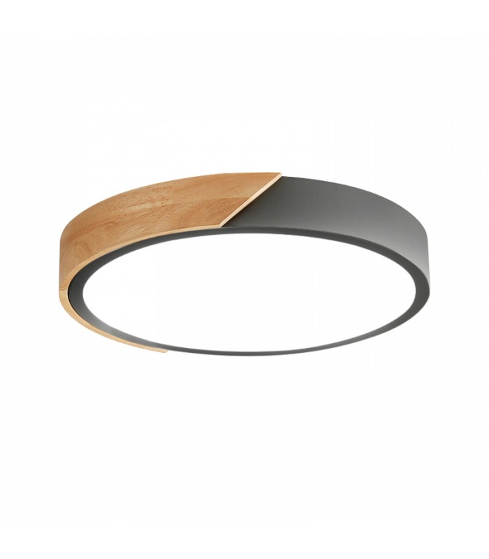 Plafón Wood Round Gris/Madera 24W 2400Lm CCT