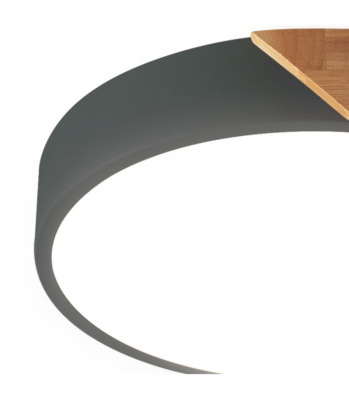 Plafón Wood Round Gris/Madera 24W 2400Lm CCT