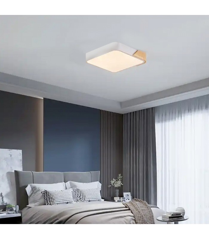 Plafón Wood Square Blanco/Madera 24W 2400Lm CCT