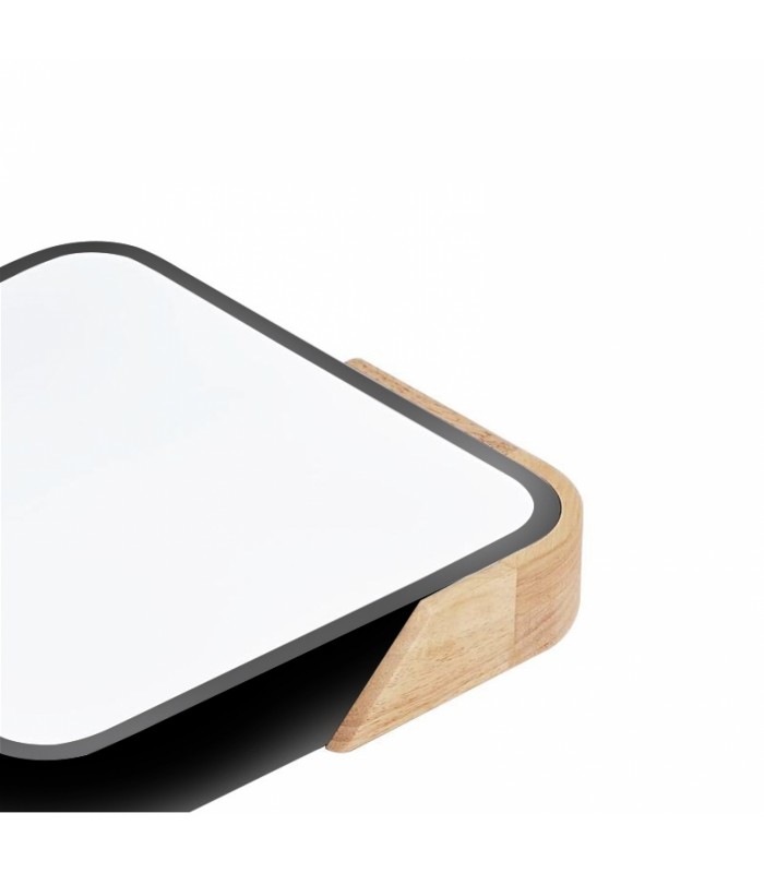 Plafón Wood Square Negro/Madera 24W 2400Lm CCT