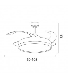 Ventilador DC Blanco/Plata Kigali 72W 6480LM 4 Aspas CCT