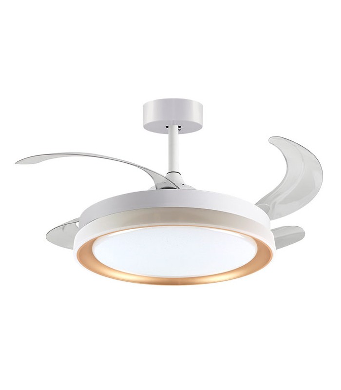 Ventilador DC Blanco/Oro Kigali 72W 6480LM 4 Aspas CCT