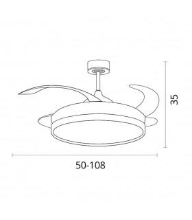 Ventilador DC Blanco/Oro Kigali 72W 6480LM 4 Aspas CCT