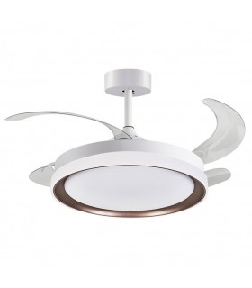 Ventilador DC Blanco/Marron Kigali 72W 6480LM 4 Aspas CCT