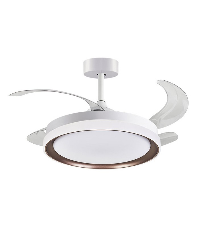 Ventilador DC Blanco/Marron Kigali 72W 6480LM 4 Aspas CCT