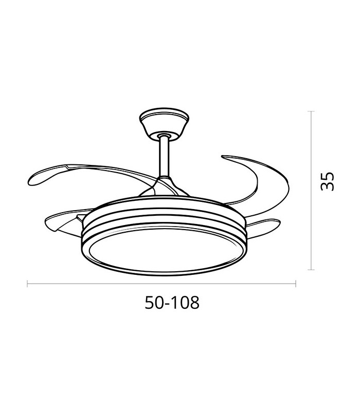 Ventilador de Techo Asgard DC 72W 6480Lm 4 Aspas Negro CCT