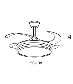 Ventilador de Techo Asgard DC 72W 6480Lm 4 Aspas Niquel CCT