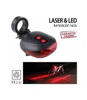 Luz trasera bicicleta LED + Laser 3 tipos de Flash