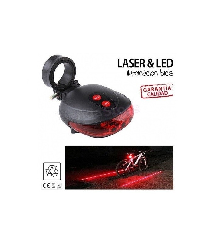 Luz trasera bicicleta LED + Laser 3 tipos de Flash