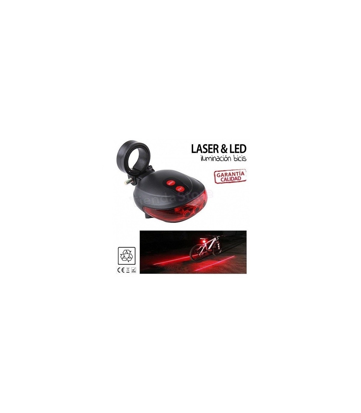 Luz trasera bicicleta LED + Laser 3 tipos de Flash