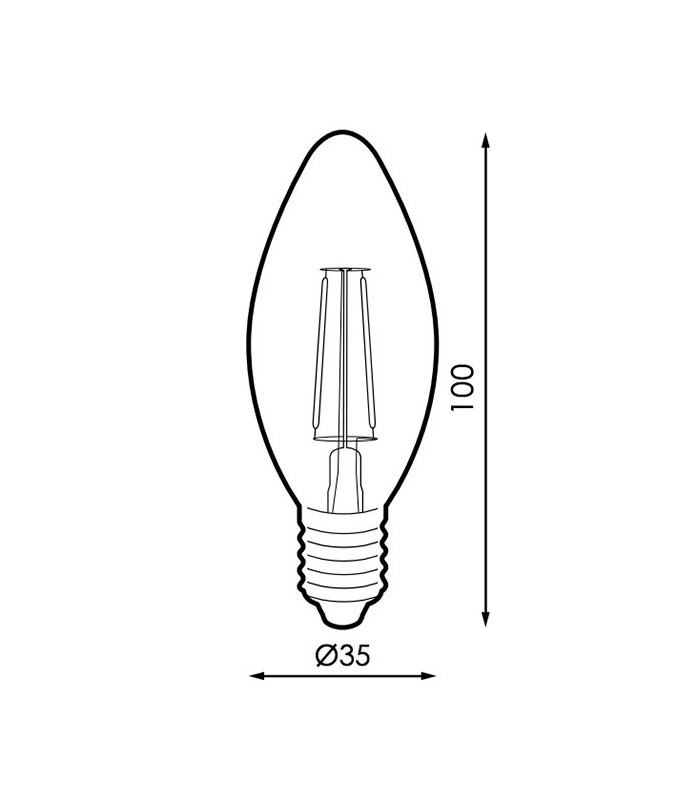Bombilla Vela LED filamento 4W 400Lm 330º E14 2500K Ambar Serie VINTAGE