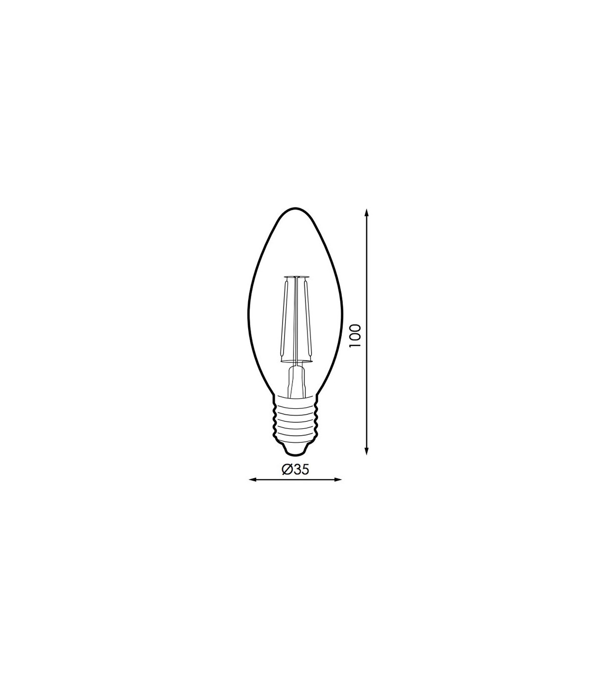 Bombilla Vela LED filamento 4W 400Lm 330º E14 2500K Ambar Serie VINTAGE