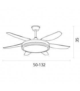 Ventilador de Techo Orion DC 72W 6480Lm 6 Aspas Blanco CCT