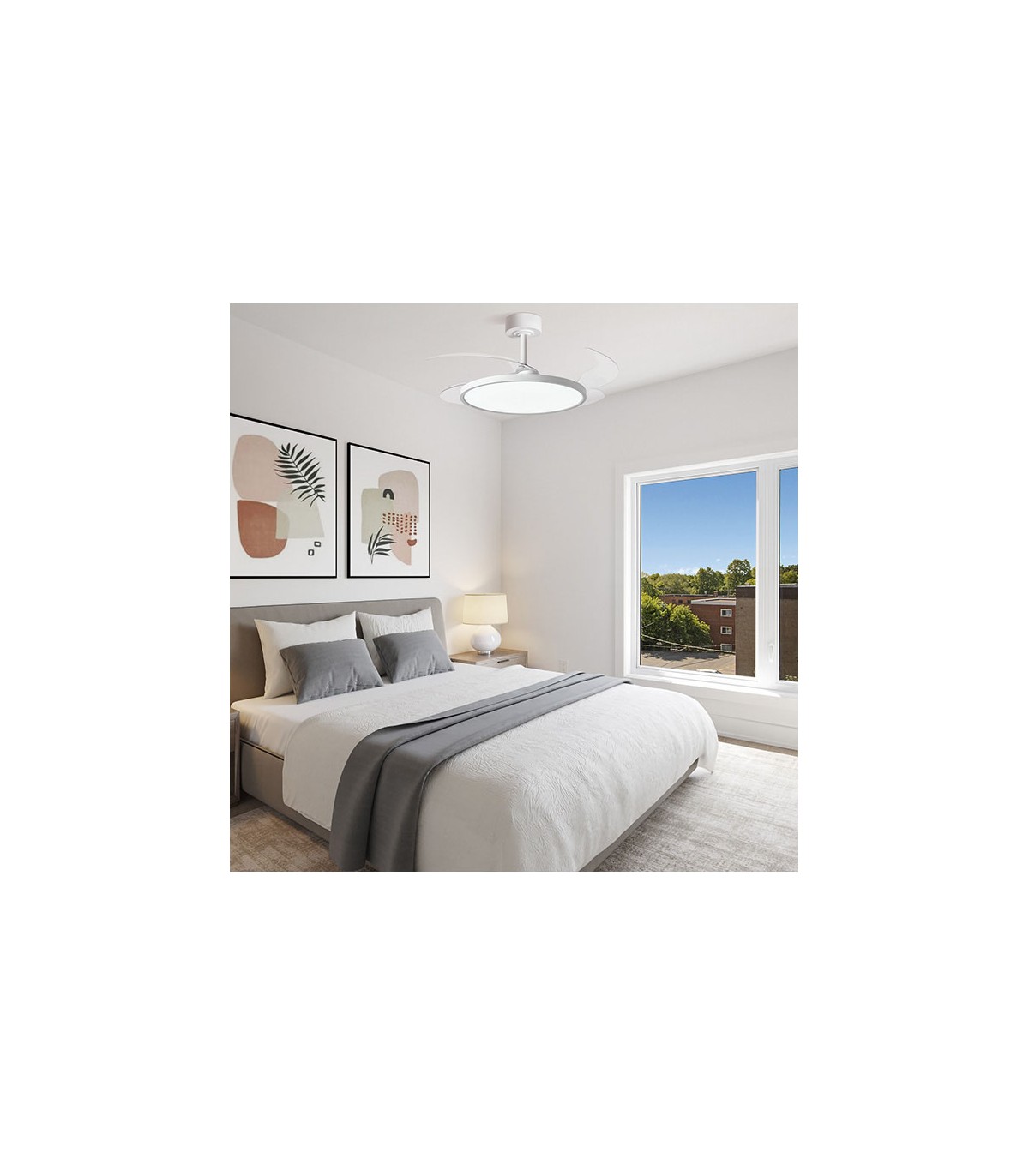 Ventilador de Techo Slim DC 72W 6480Lm 4 Aspas Blanco CCT