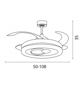 Ventilador de Techo Hersa DC 116W 10900Lm 4 Aspas Blanco CCT