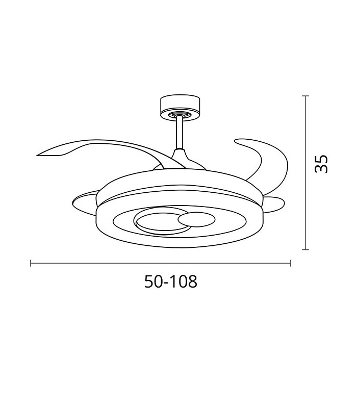 Ventilador de Techo Hersa DC 116W 10900Lm 4 Aspas Blanco CCT