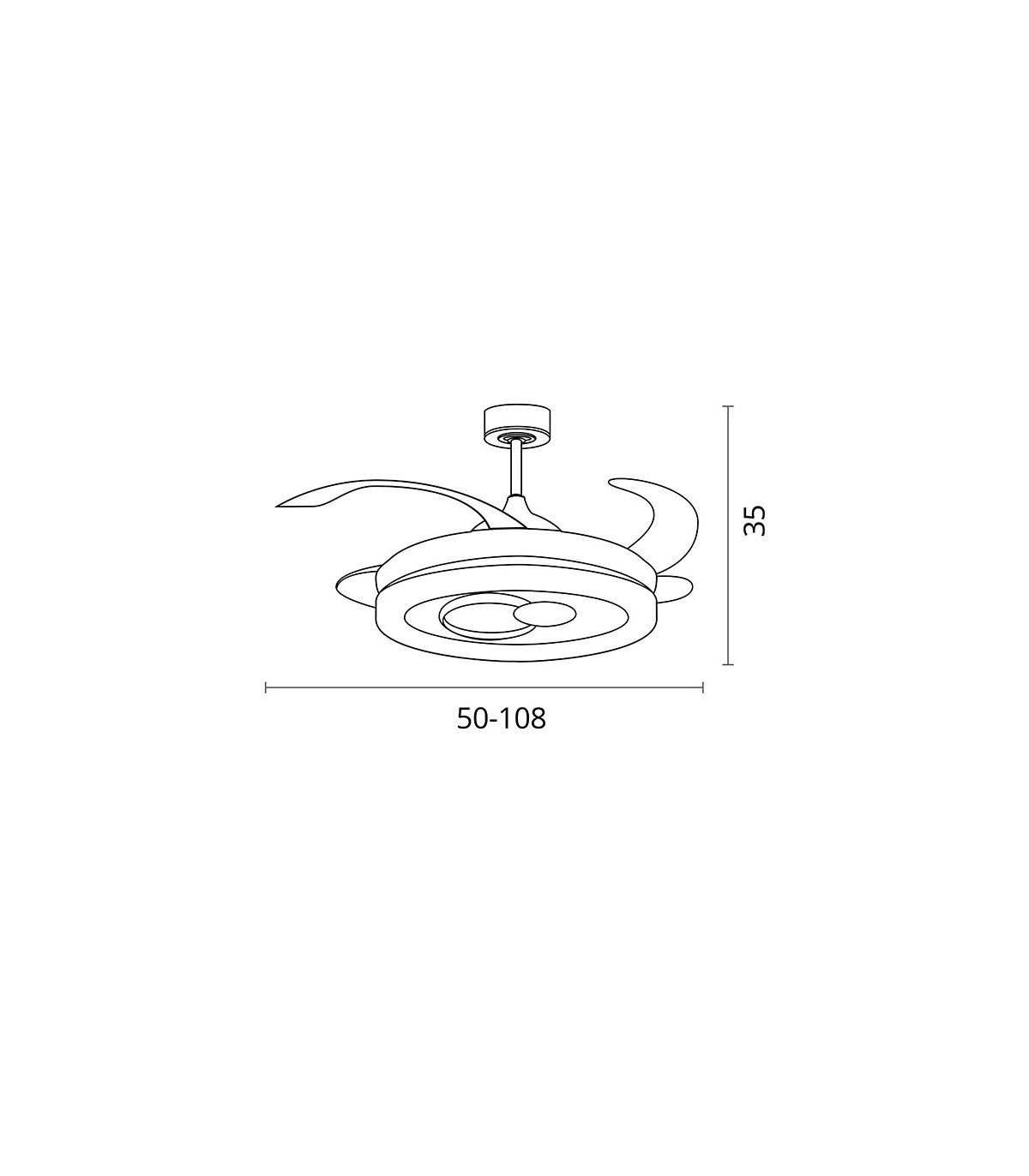 Ventilador de Techo Hersa DC 116W 10900Lm 4 Aspas Blanco CCT