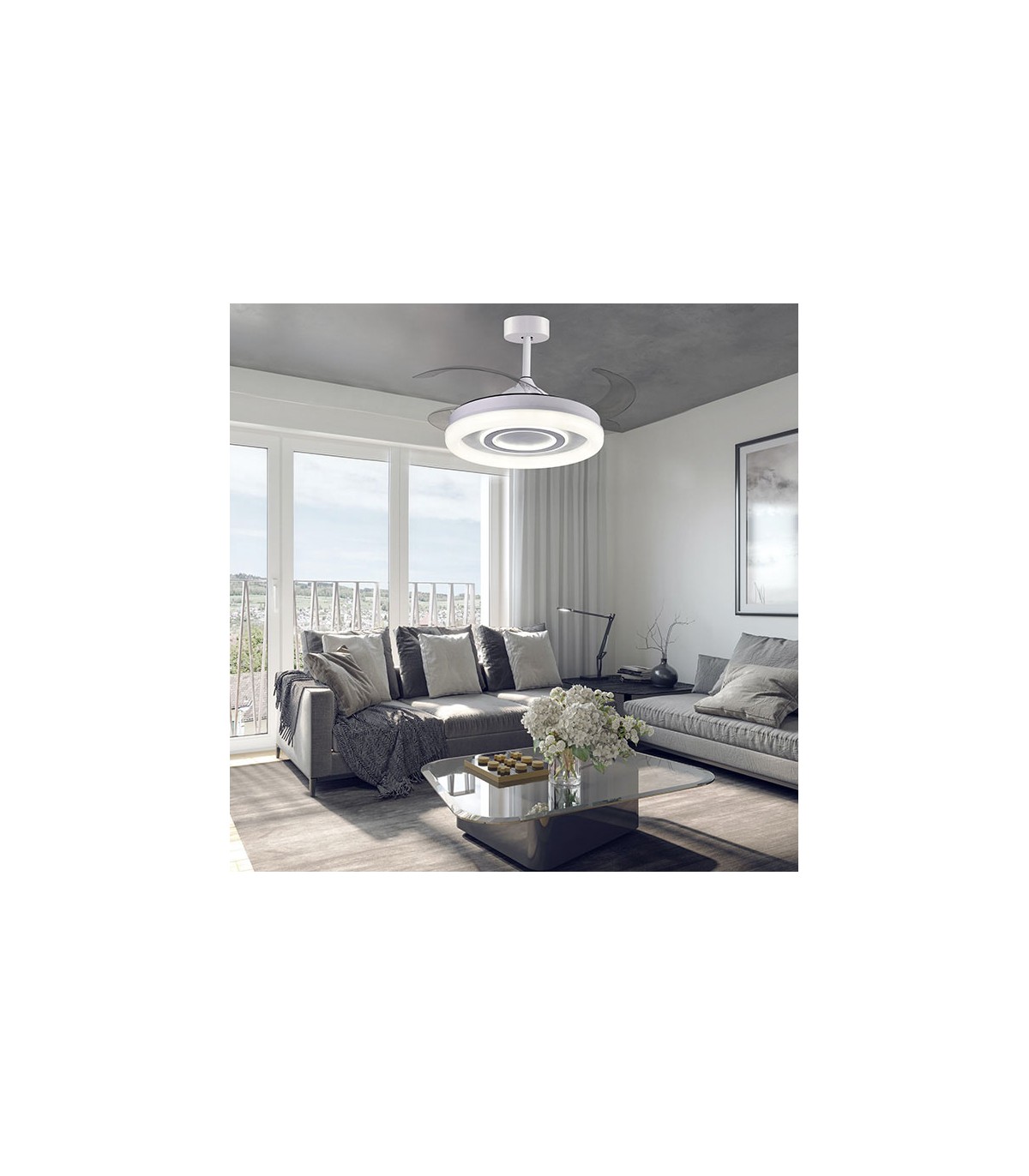 Ventilador de Techo Amaltea DC 116W 10900Lm 4 Aspas Blanco CCT