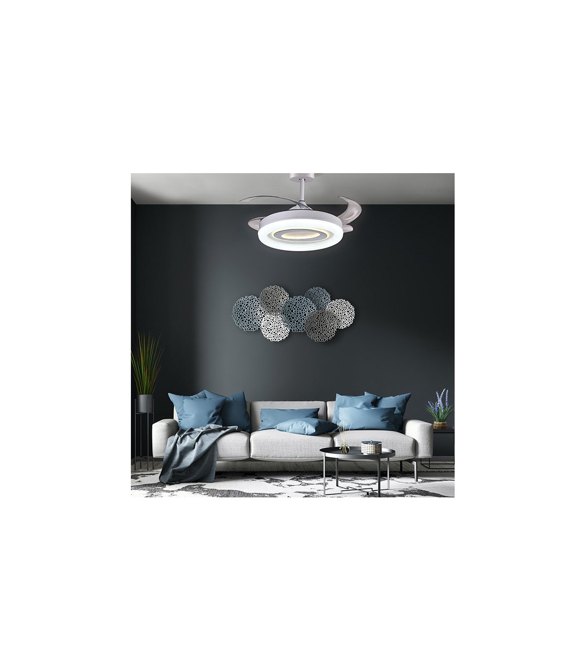 Ventilador de Techo Tebe DC 130W 12300Lm 4 Aspas Blanco CCT