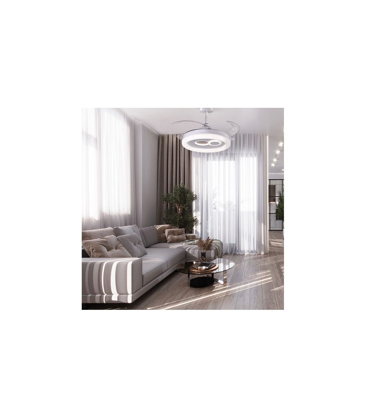 Ventilador de Techo Hermes  DC 108W 10200Lm 4 Aspas Blanco CCT