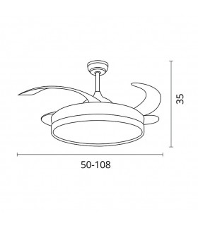 Ventilador de Techo Kepler DC 72W 7200Lm 4 Aspas Oro CCT