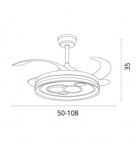 Ventilador de Techo Dafne DC 72W 6480Lm 4 Aspas Blanco CCT