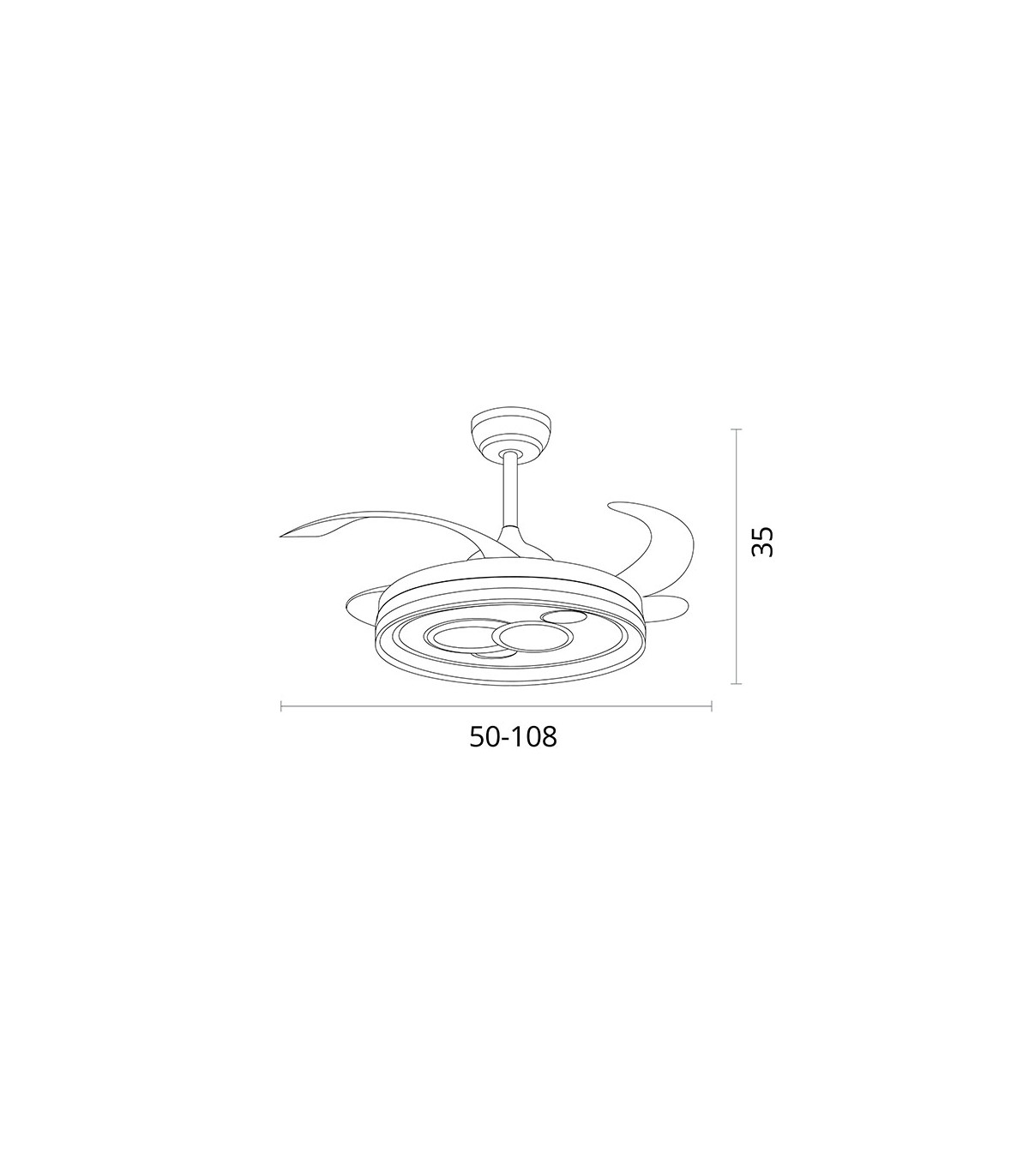 Ventilador de Techo Dafne DC 72W 6480Lm 4 Aspas Blanco CCT