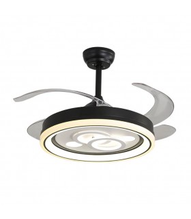 Ventilador de Techo Dafne DC 72W 6480Lm 4 Aspas Negro CCT