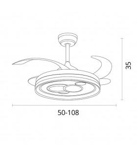 Ventilador de Techo Dafne DC 72W 6480Lm 4 Aspas Negro CCT