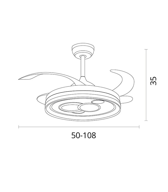 Ventilador de Techo Dafne DC 72W 6480Lm 4 Aspas Negro CCT