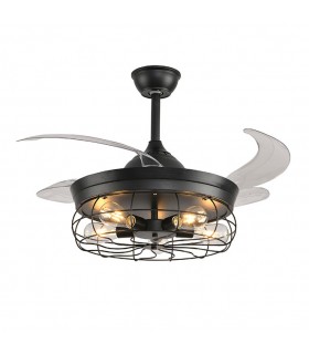 Ventilador de Techo Anticuario DC 4 Aspas Negro 5xE27