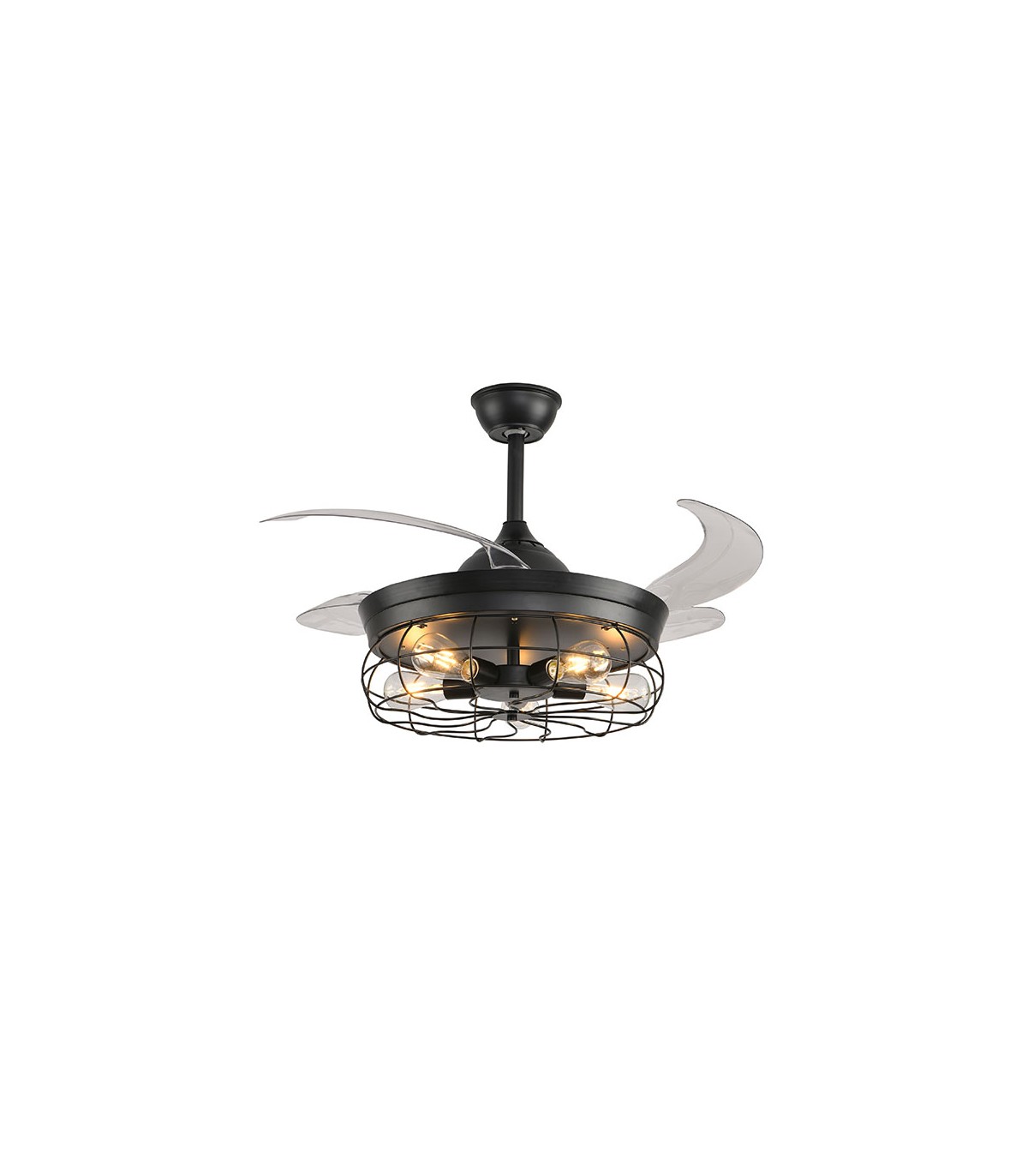 Ventilador de Techo Anticuario DC 4 Aspas Negro 5xE27