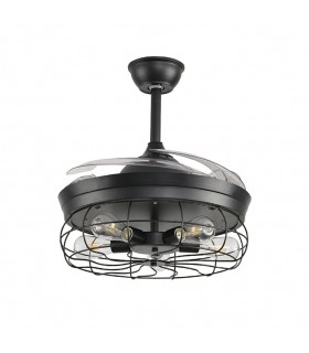 Ventilador de Techo Anticuario DC 4 Aspas Negro 5xE27